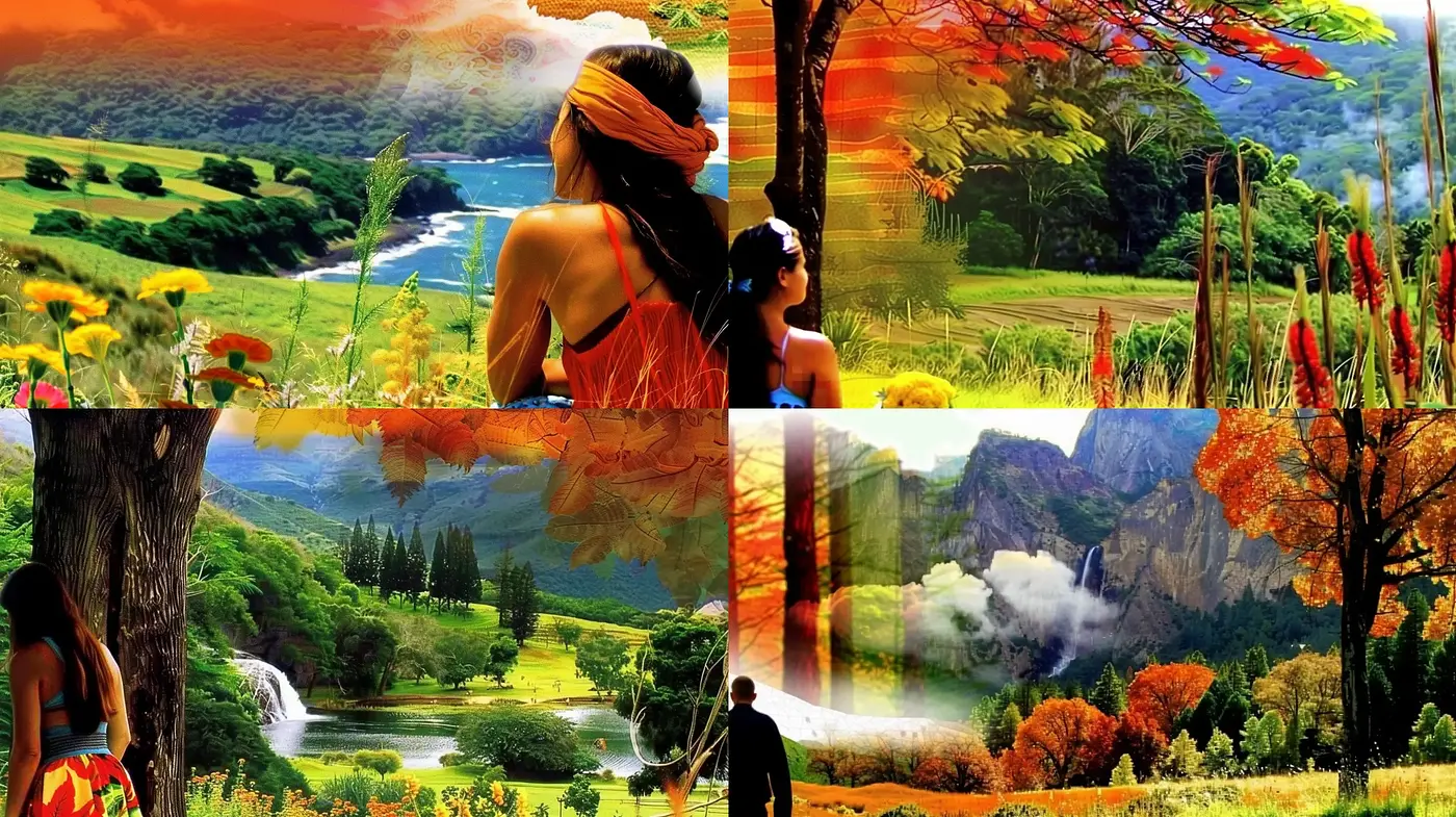 Vibrant Panoramic Dreamscape: A Fusion of Hyperrealism and Vivid Expressionism - Midjourney sref style