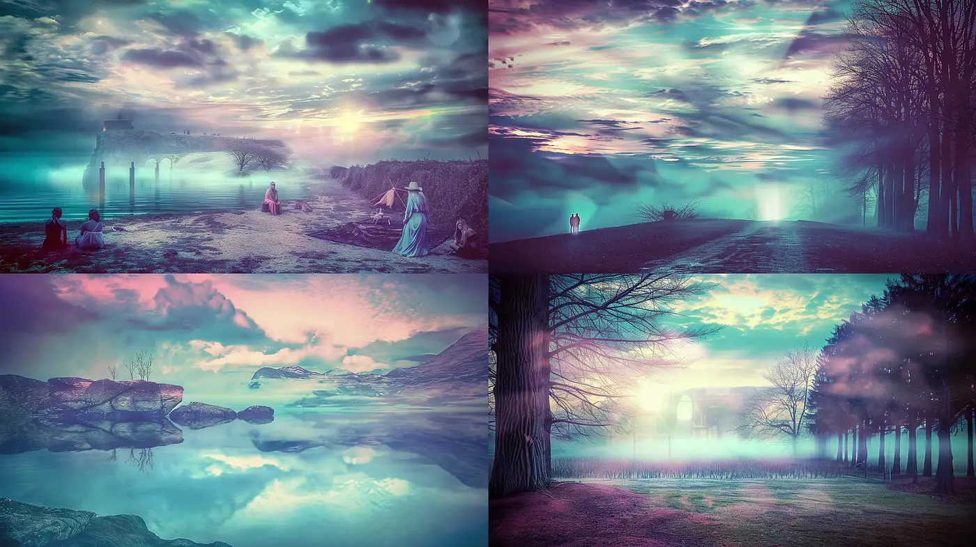 Ethereal Twilight Vistas with Luminous Hues - Midjourney sref style