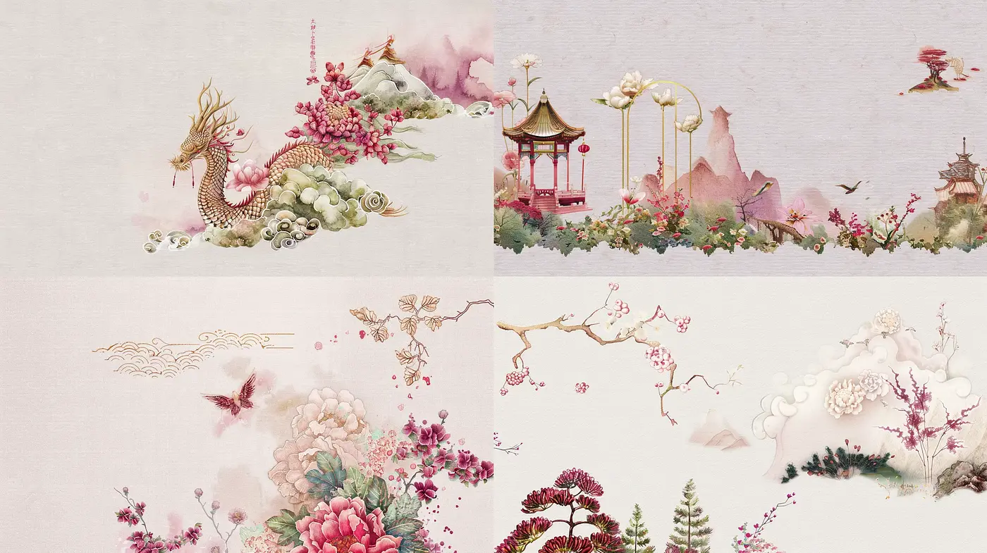 Ethereal Mythological Tapestry with Eastern Artistry - Midjourney sref style