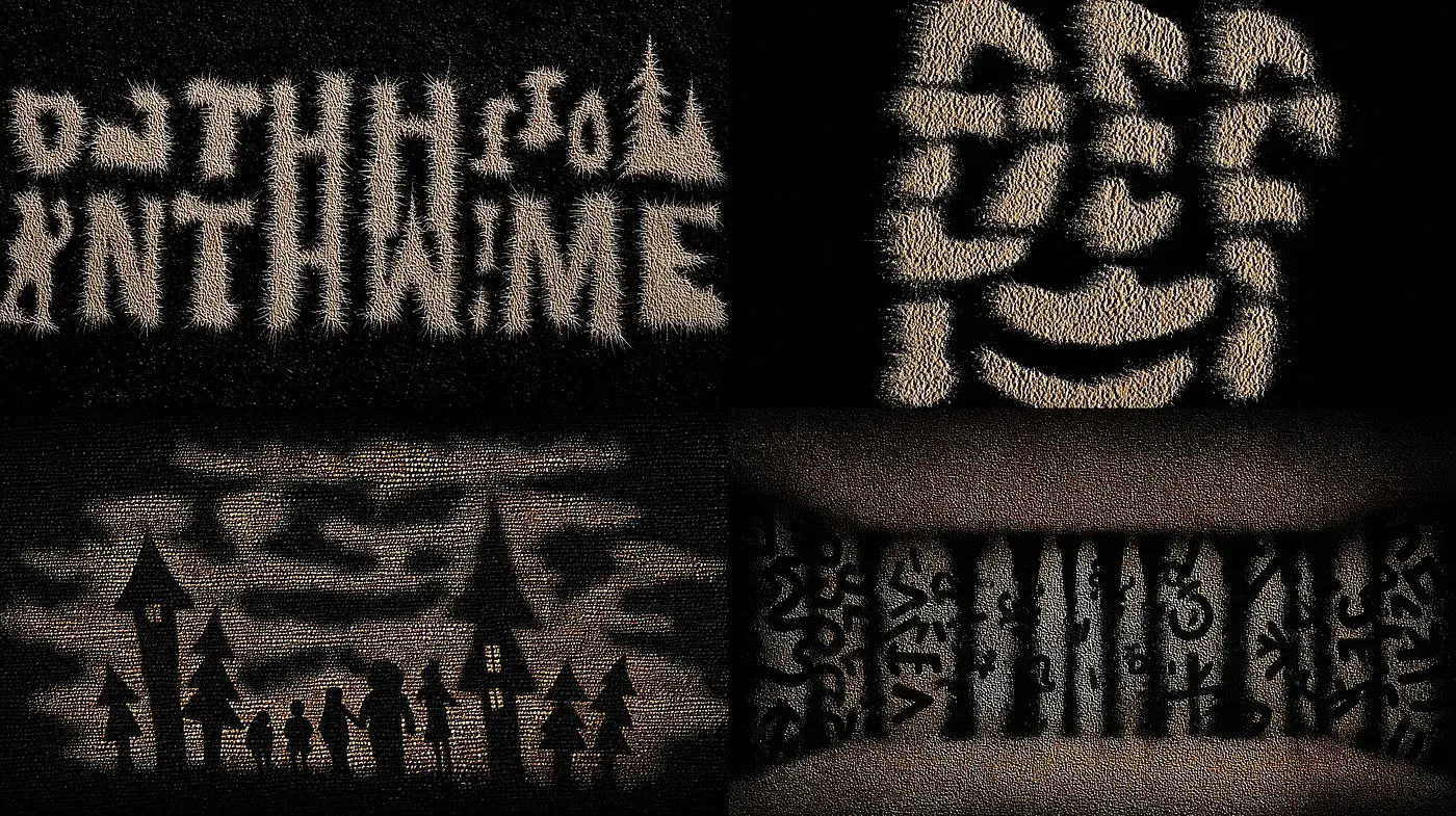 Dark whimsical textures reminiscent of folk art - Midjourney sref style