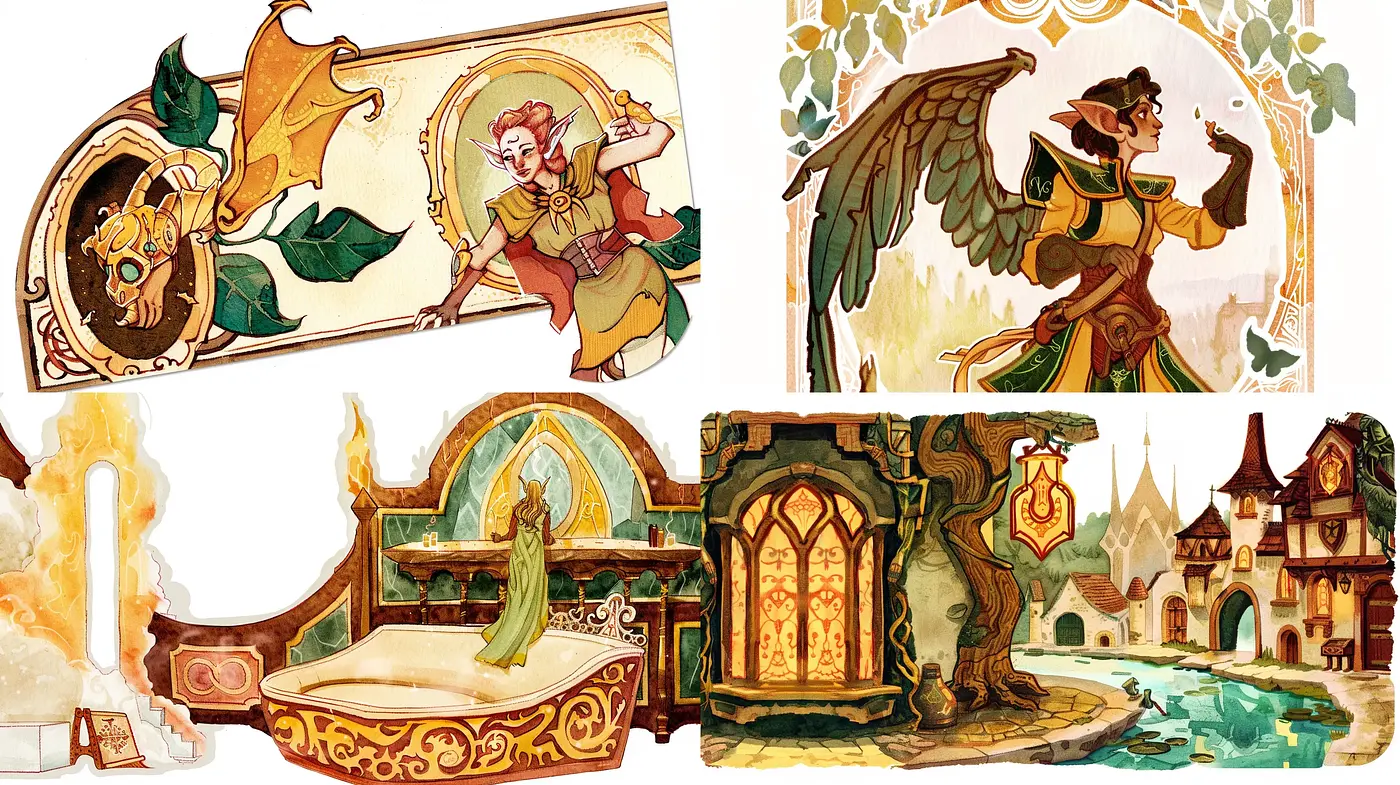 Whimsical Storybook Illustration Style with Organic Textures - Midjourney sref style