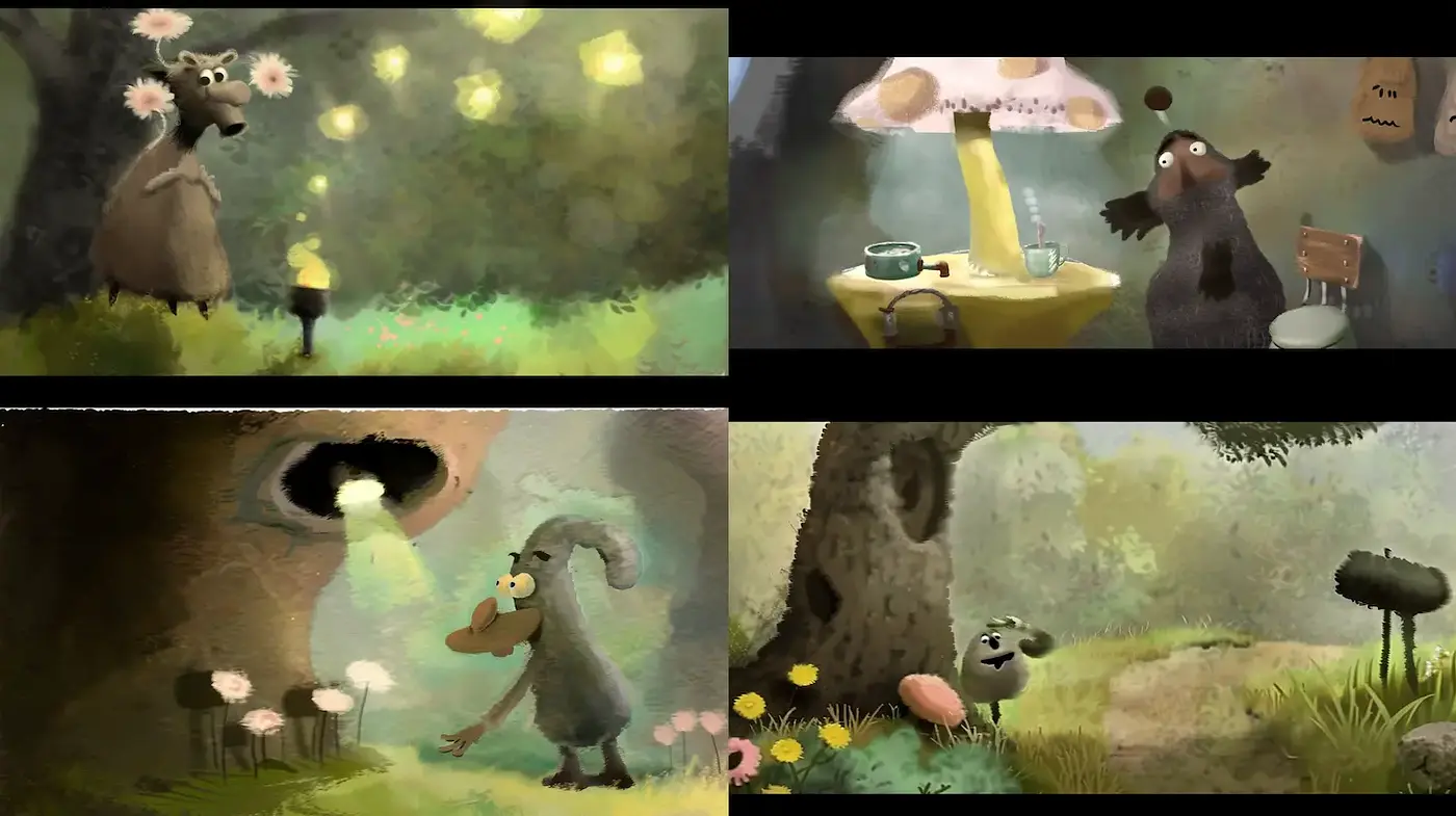 Whimsical and Playful Nature Scenes with Soft Textures - Midjourney sref style