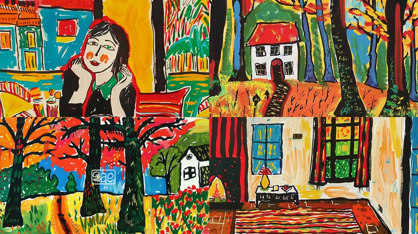 Vibrant Expressionist Reverie with Childlike Wonder - Midjourney sref style