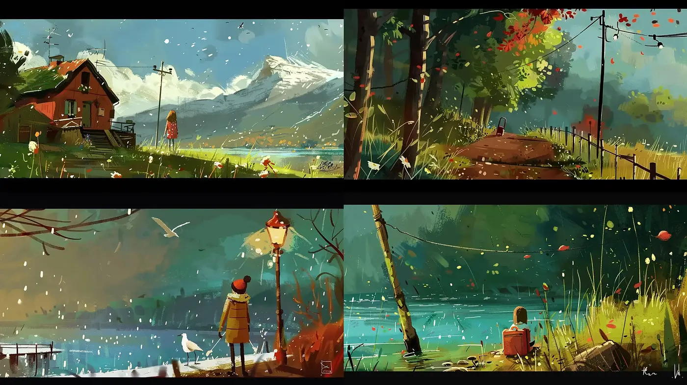 Idyllic Nature Panoramas with a Luminous, Storybook Charm - Midjourney sref style