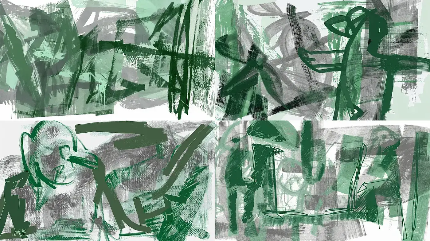 Expressive Abstract Art with Earthy Tones and Dynamic Composition - Midjourney sref style