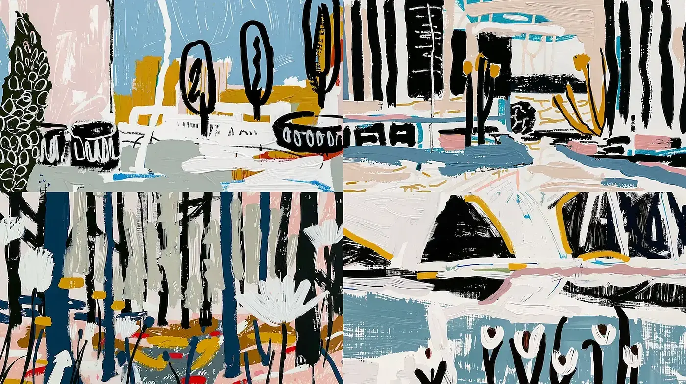 Abstract Brushstroke Melange with a Contemporary Palette - Midjourney sref style