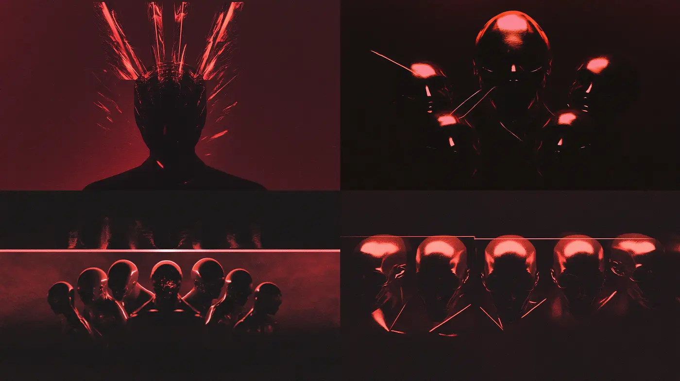 Sanguine Shadowplay: An Exploration of Crimson and Silhouetted Drama - Midjourney sref style