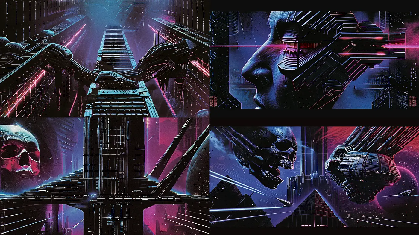 Neon-lit Cyberpunk Dreamscape with Synthwave Overtones - Midjourney sref style