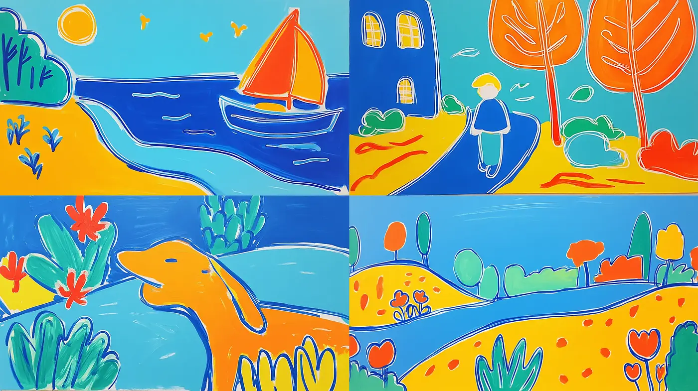 Vibrant and Playful Illustrative Style with Nature Themes - Midjourney sref style