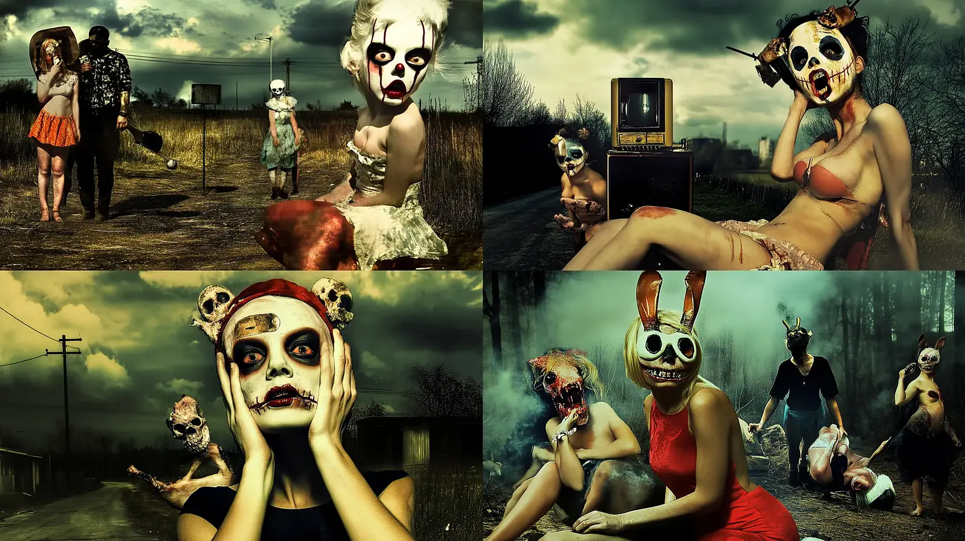 Surreal Post-Apocalyptic Dreamscapes with Dark Carnival Elements - Midjourney sref style