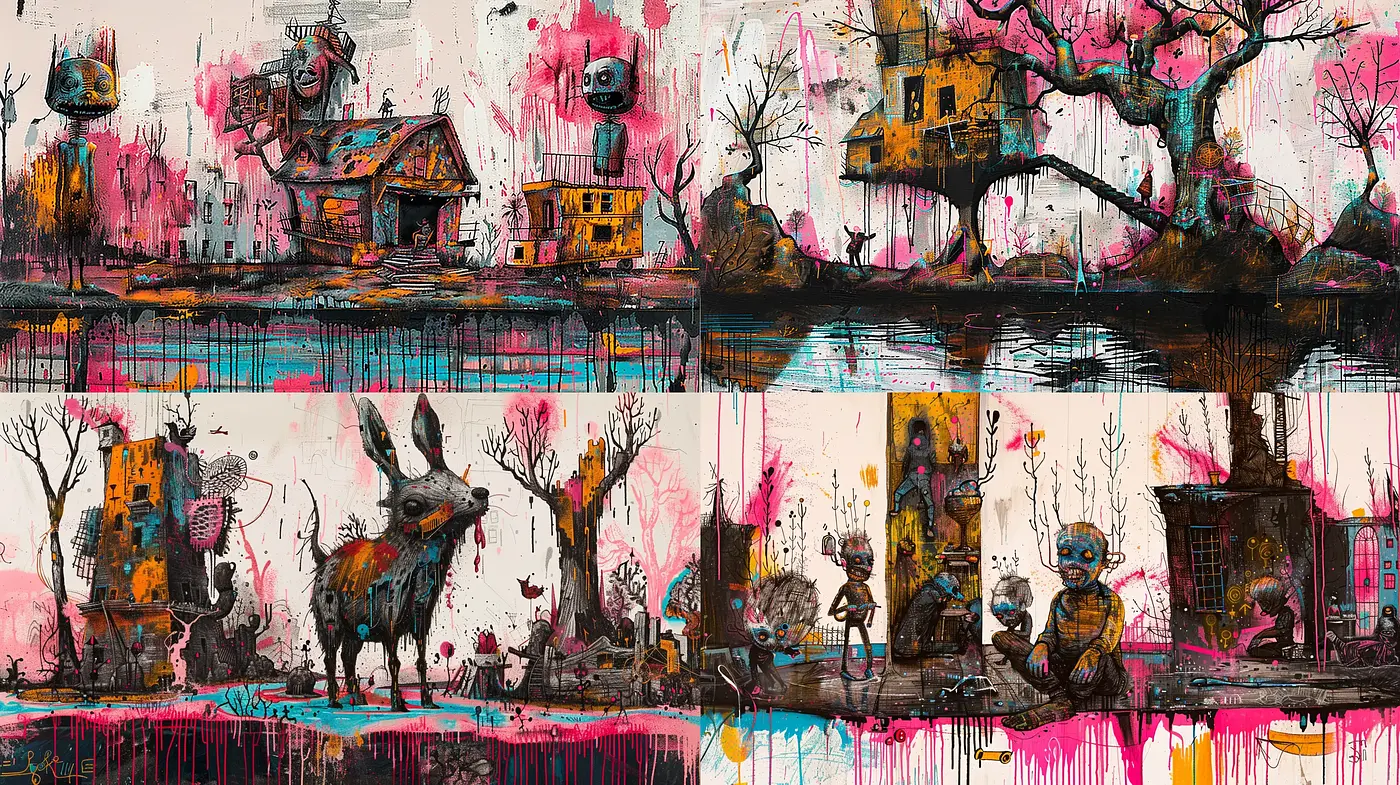 Eccentric Whimsy in Post-Apocalyptic Sceneries - Midjourney sref style