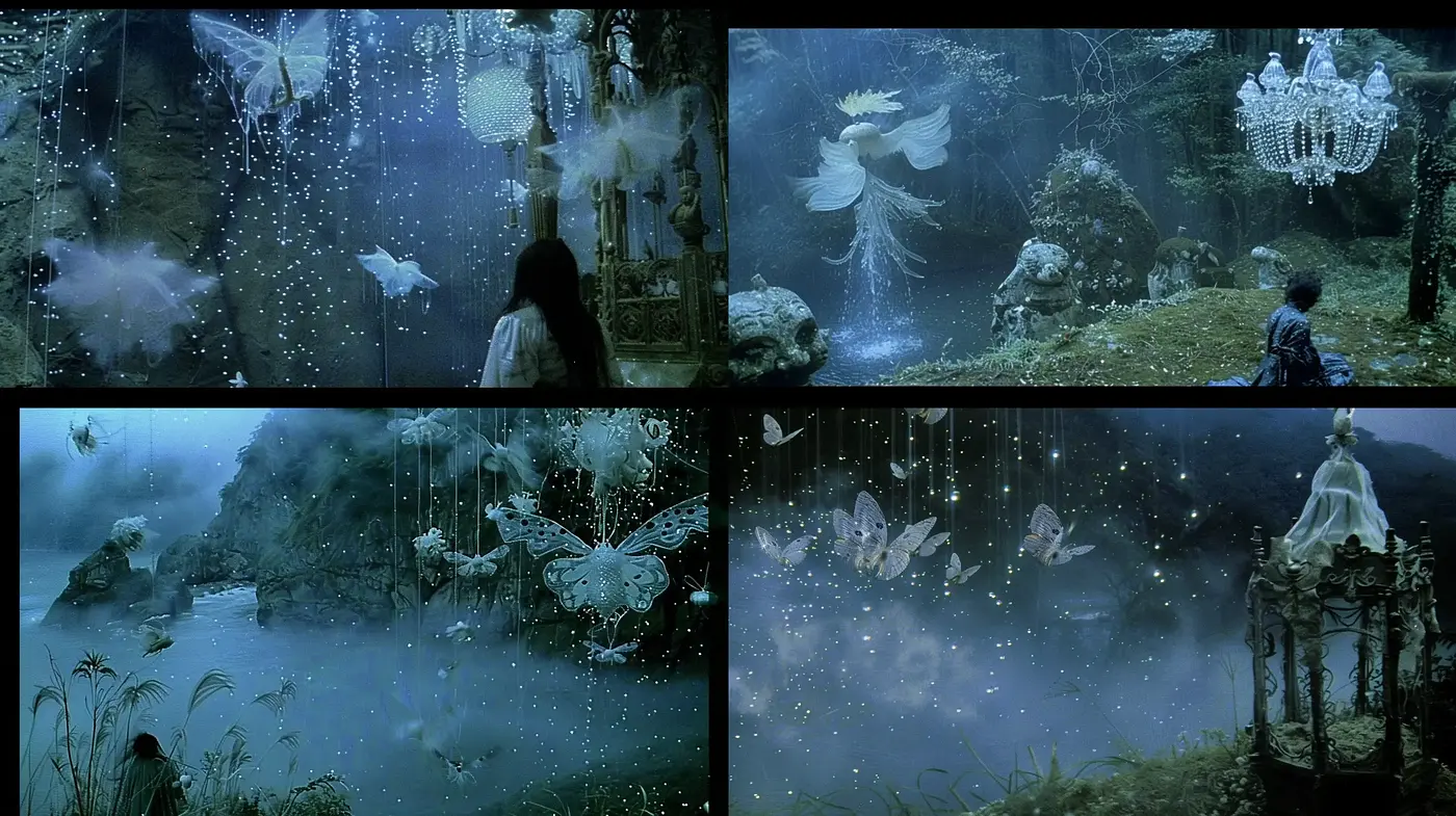 Enchanted Nocturnal Garden: A Whimsical Fusion of Fantasy and Classic Painting - Midjourney sref style