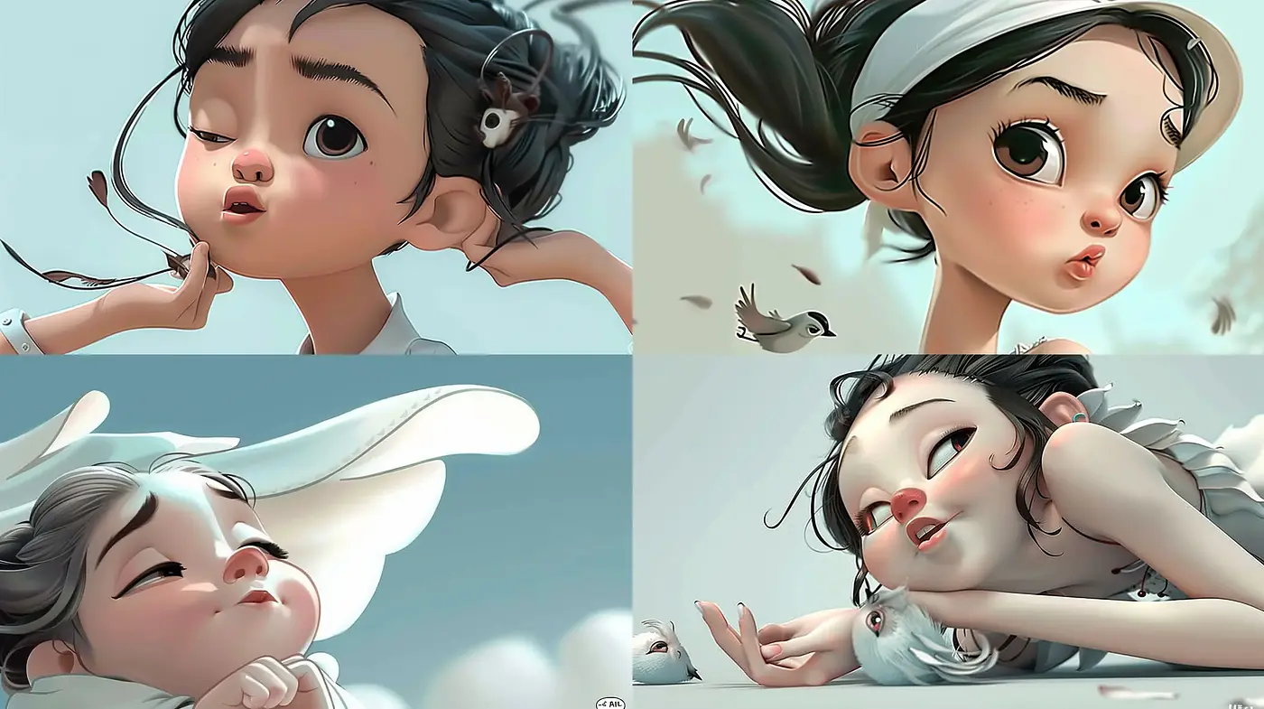 Whimsical Dreamscape of Innocence and Soft Tones - Midjourney sref style