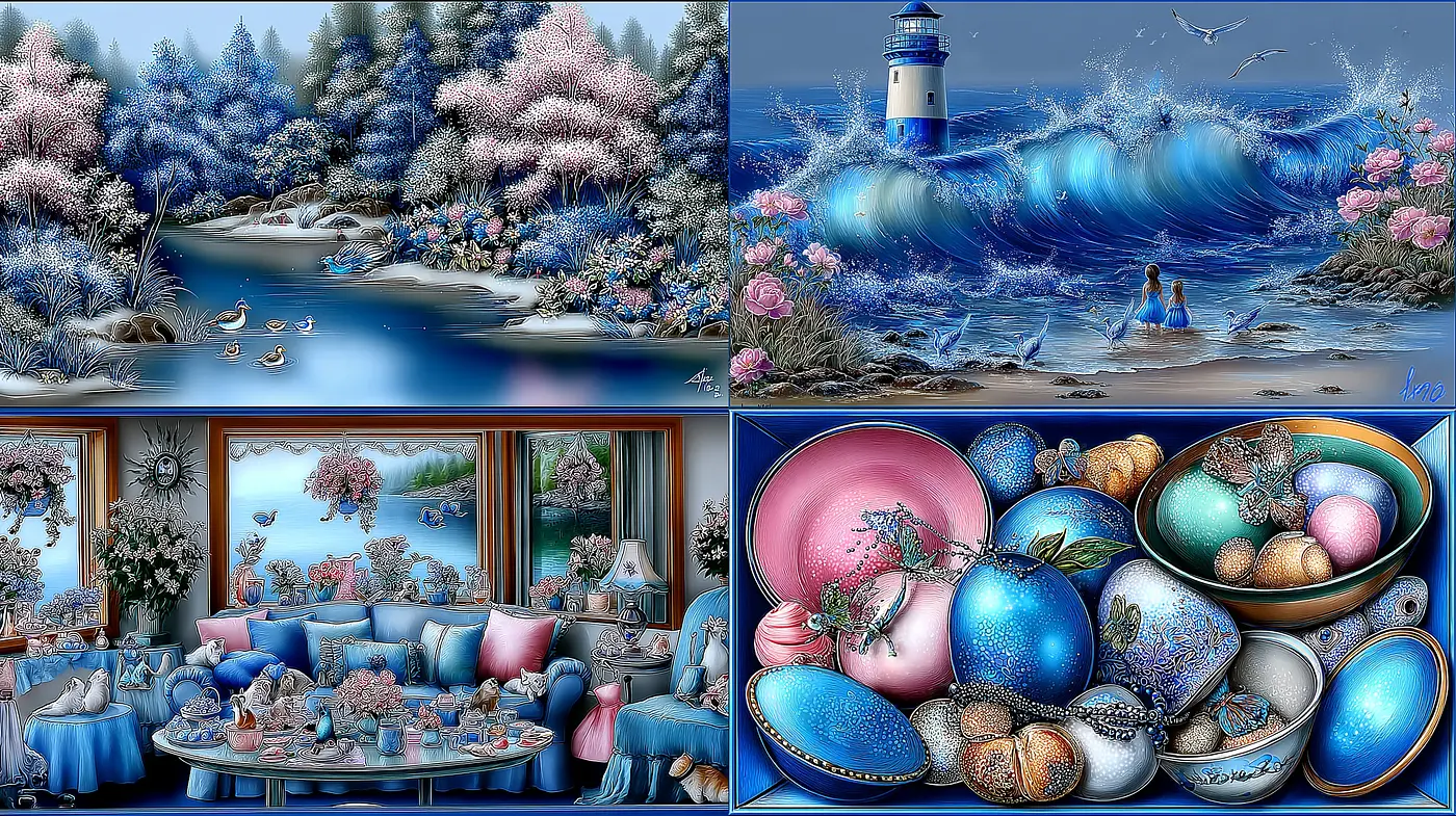 Serene Landscapes and Tranquil Vignettes in a Dreamlike Palette - Midjourney sref style