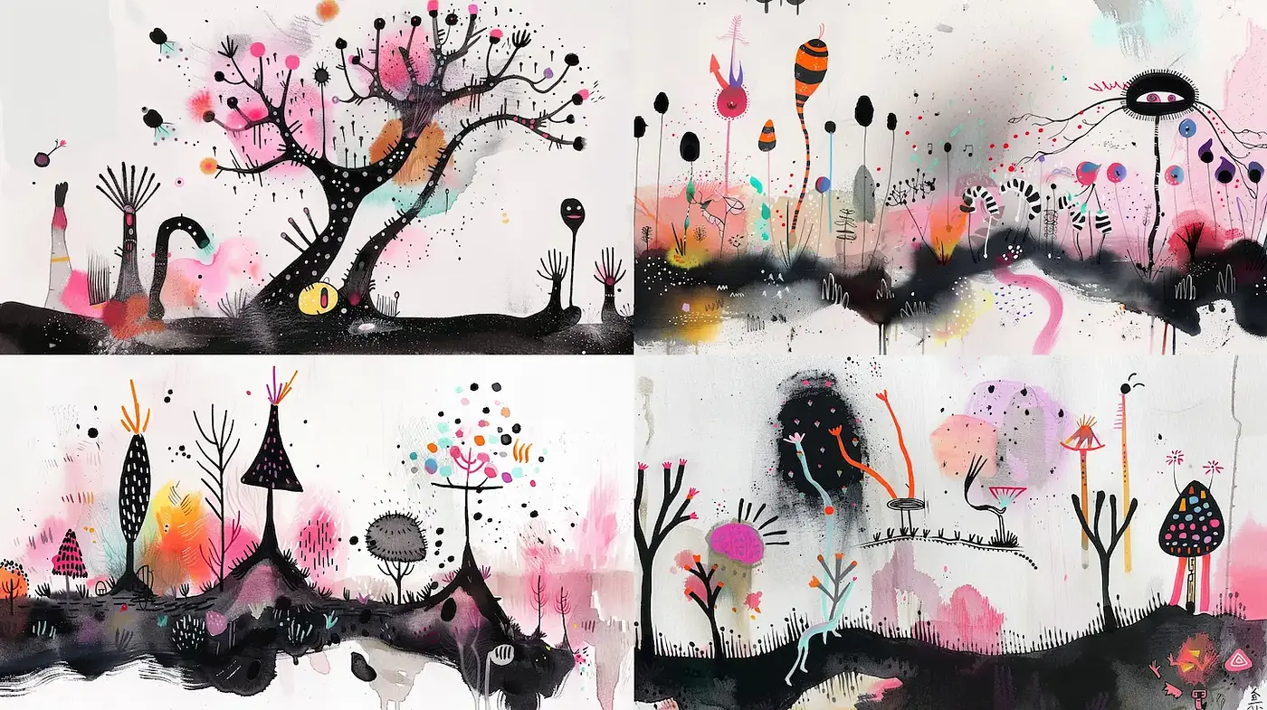 Whimsical Surreal Landscapes with a Playful Aesthetic - Midjourney sref style