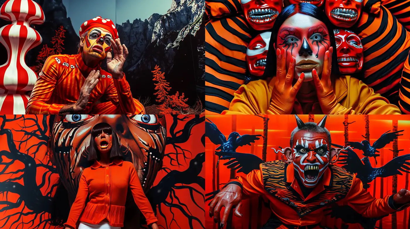 Vibrant Surrealism with a Hint of Psychedelic Intrigue - Midjourney sref style
