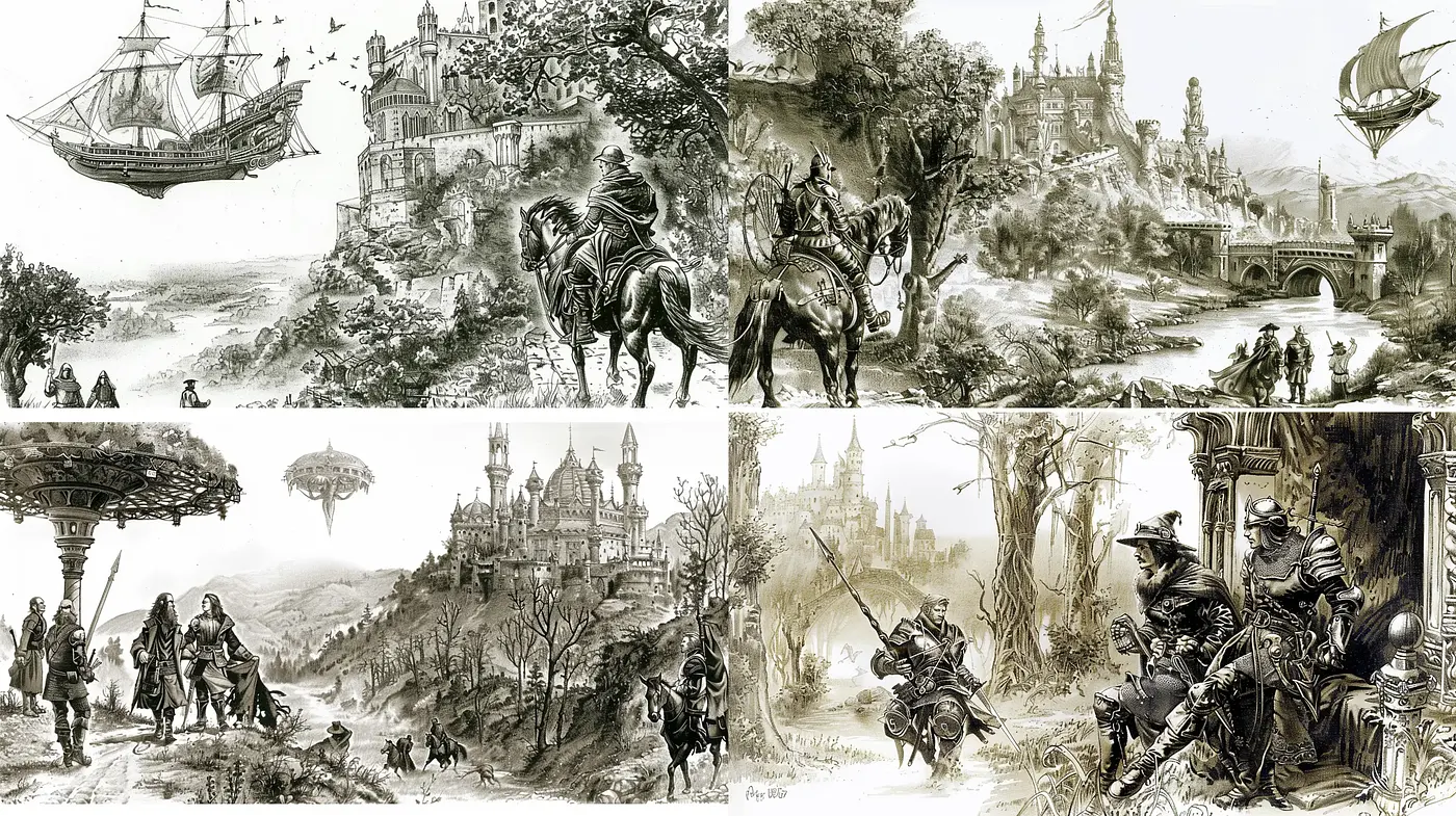 Ethereal Sepia-Toned Fantastical Landscapes - Midjourney sref style