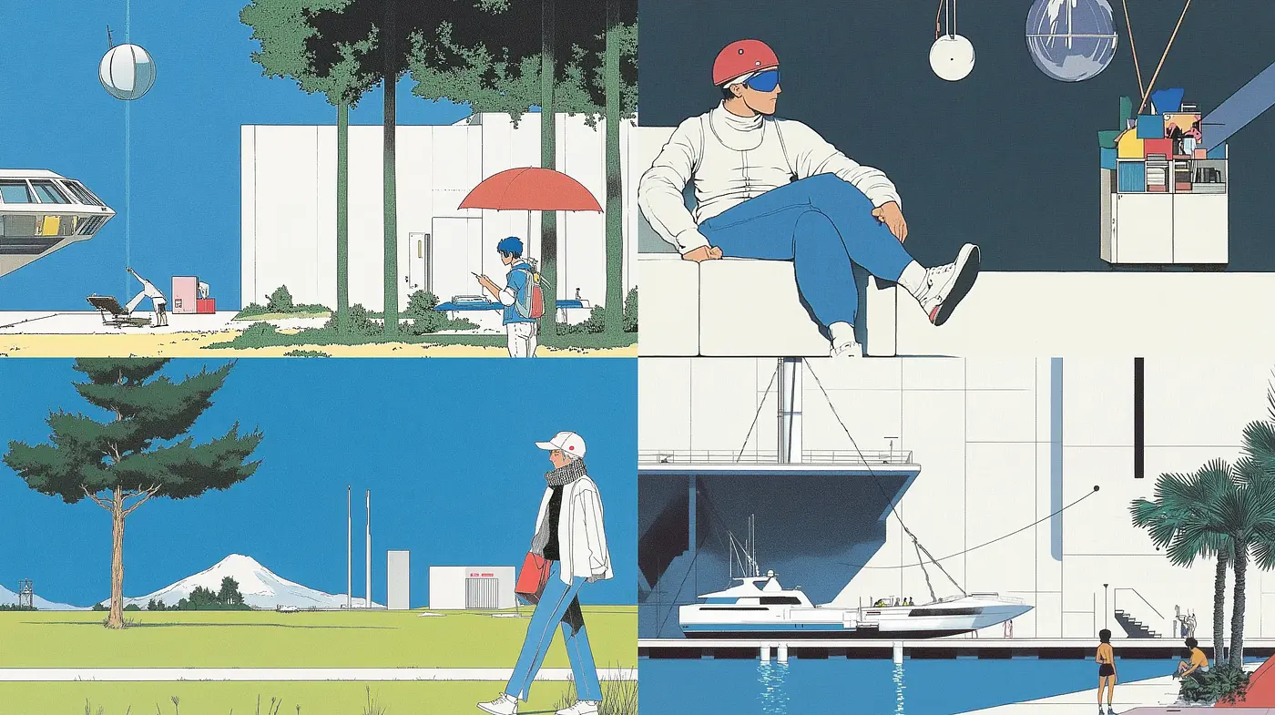 Harmonious Retro Futurism with a Modern Graphic Novel Twist - Midjourney sref style