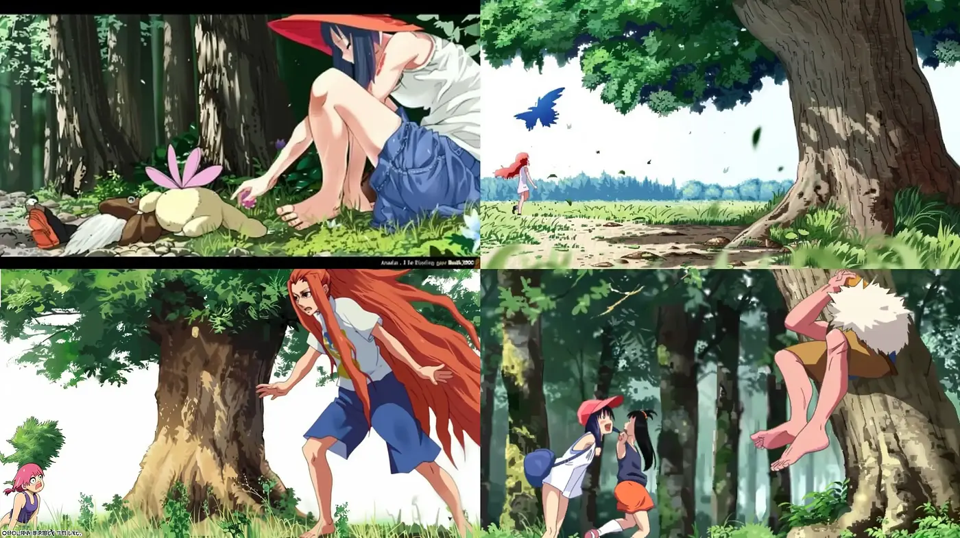 Lush Nature Embrace in Vivid Anime-Inspired Illustrations - Midjourney sref style