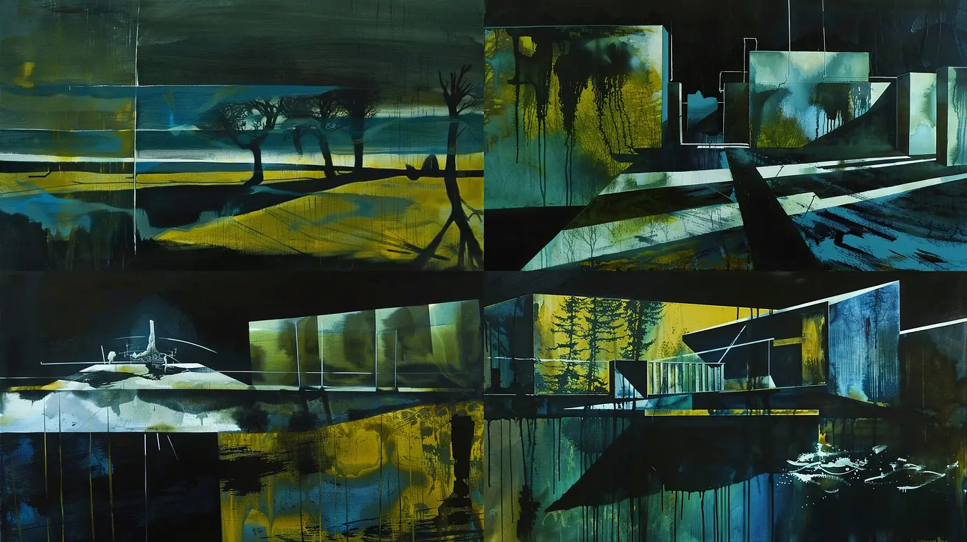 Moody Blue-Green Dreamscape Explorations - Midjourney sref style