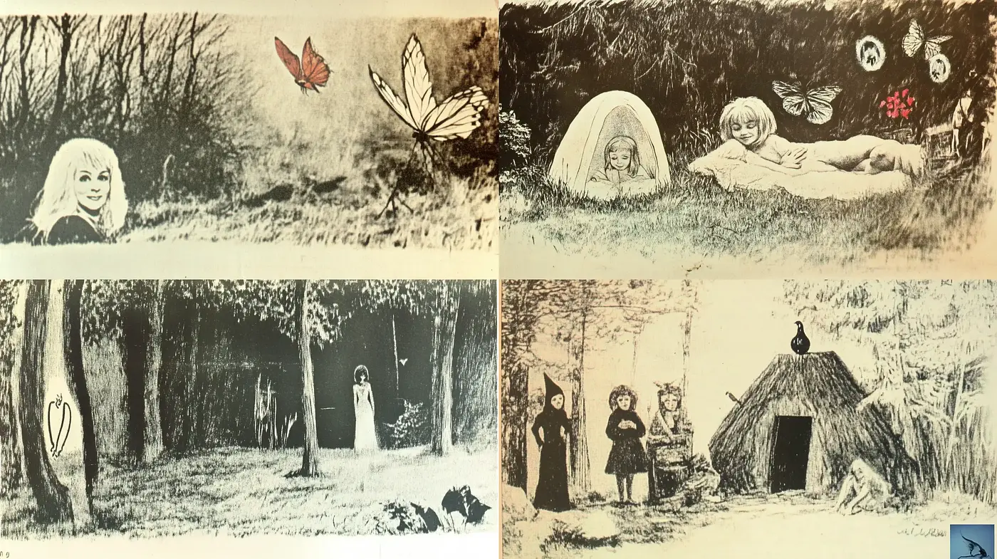 Sepia-Toned Storybook Illustrative Essence - Midjourney sref style