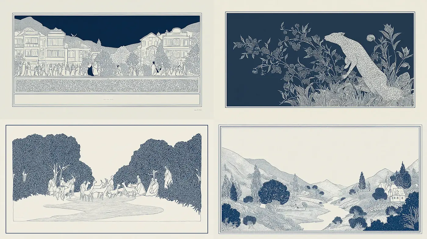 Elegant and intricate depictions inspired by traditional art styles - Midjourney sref style
