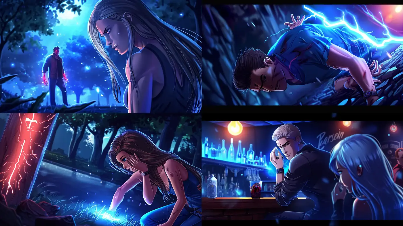 Nocturnal Anime Saga: A Stylized Journey Through Luminous Blue Scenes - Midjourney sref style