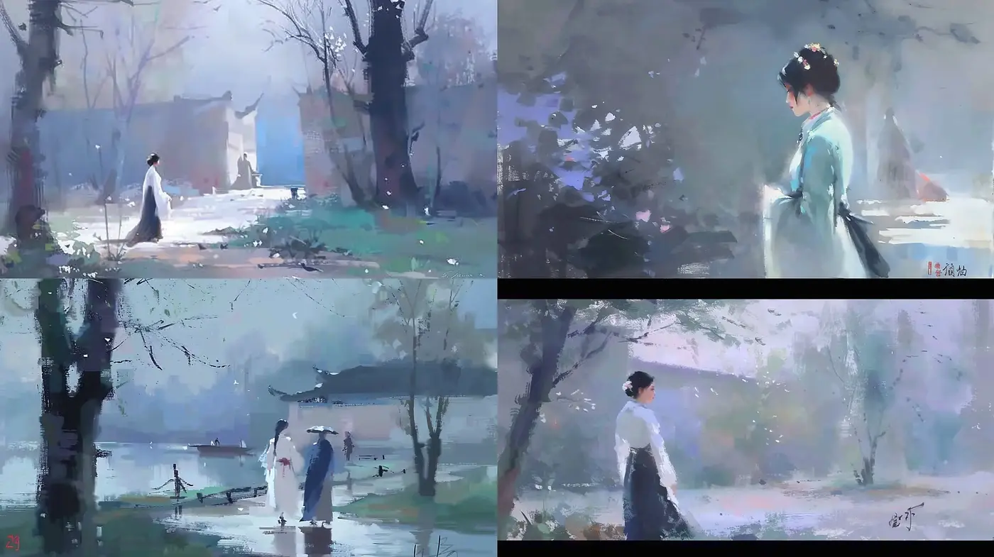 Ethereal Impressionist Dreamscapes with Soft Brushwork and Light Pastel Tones - Midjourney sref style