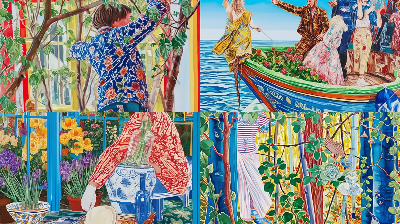 Botanical Vivacity: A Symphony of Bold Hues and Floral Patterns in Painterly Style - Midjourney sref style