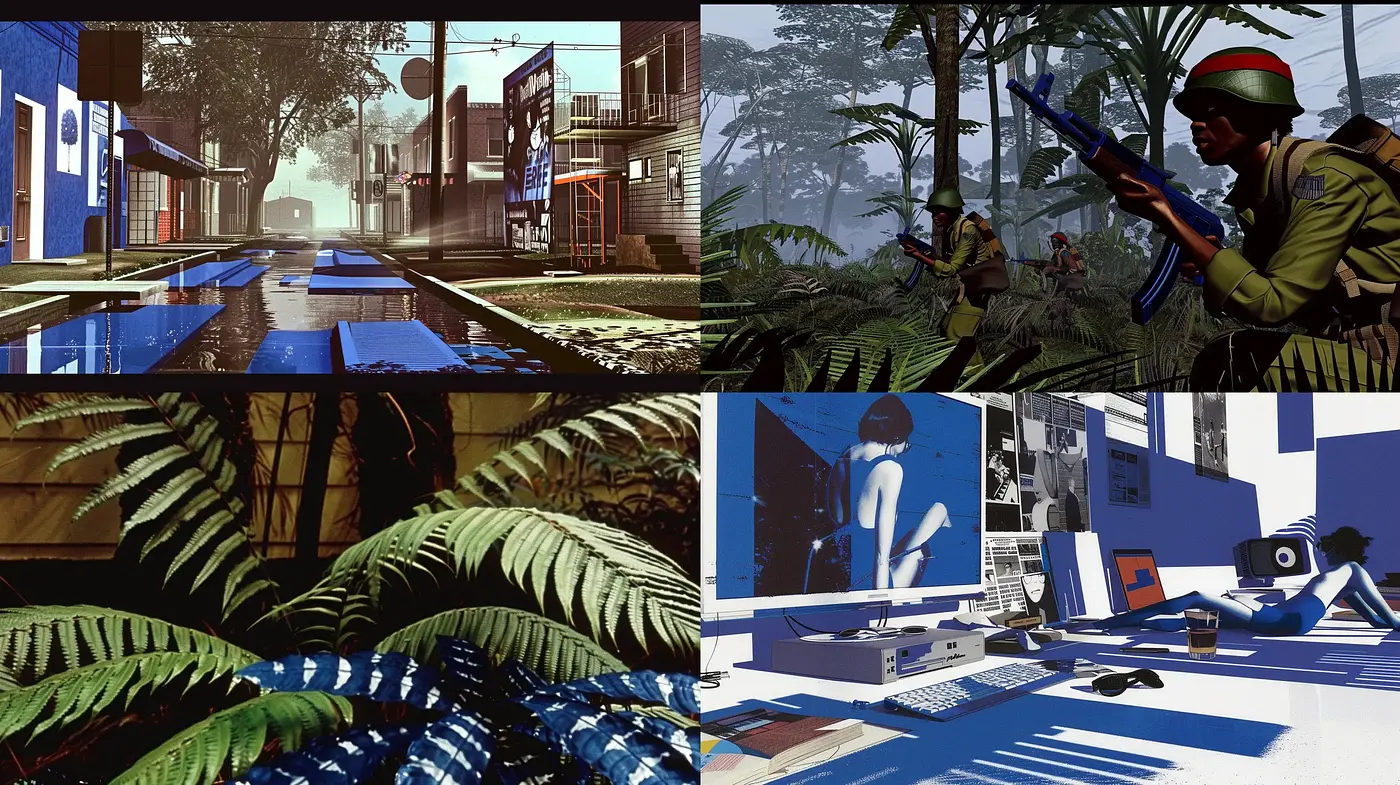 Cinematic Shadow Play with Lush Color Contrasts - Midjourney sref style