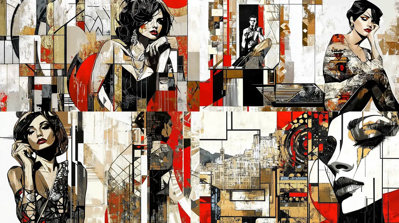 Geometrically Stylized Portraits with Vintage Undertones - Midjourney sref style