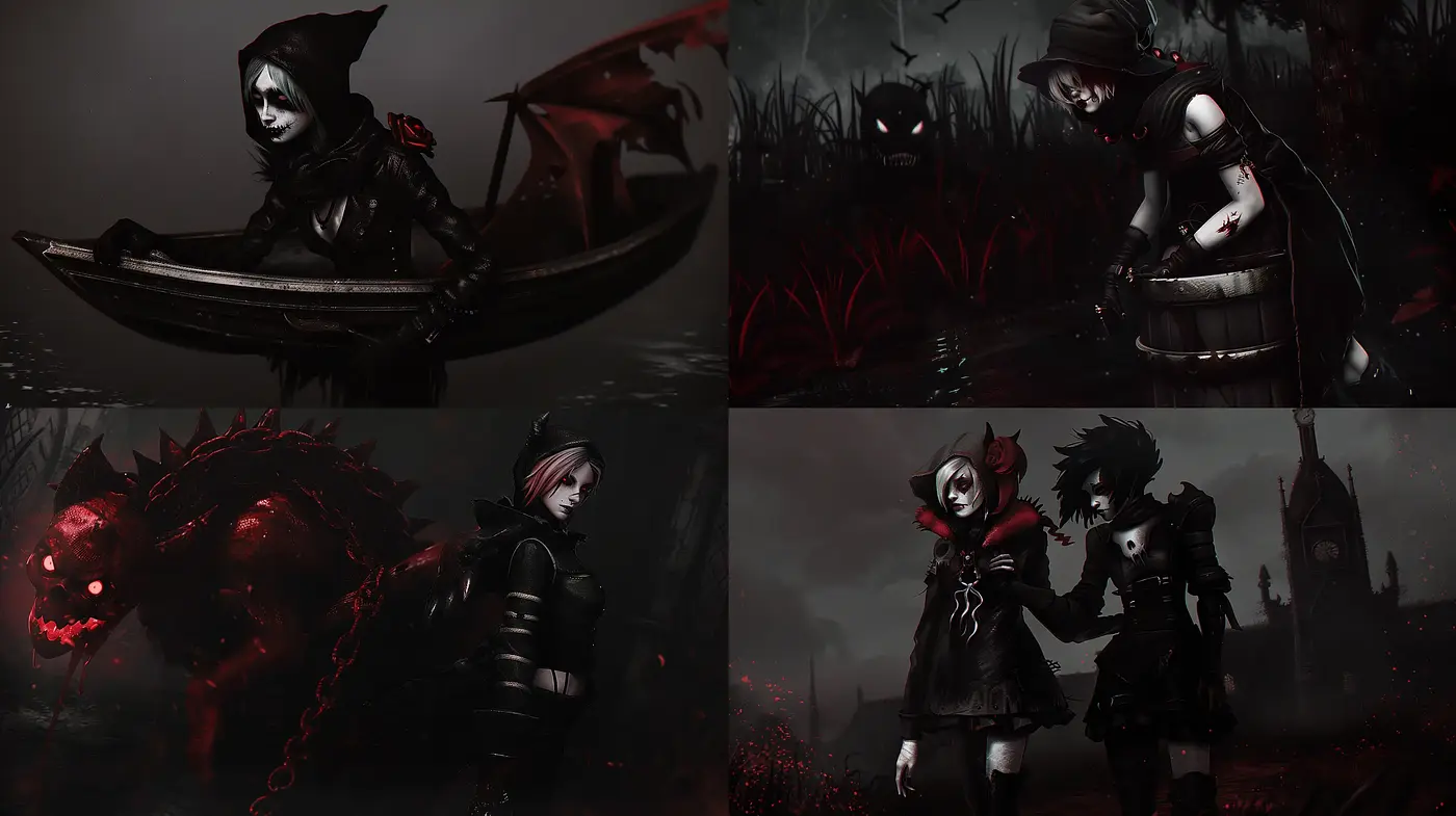 Gothic Elegance in Monochrome: A Digital Homage to Dark Fantasy - Midjourney sref style
