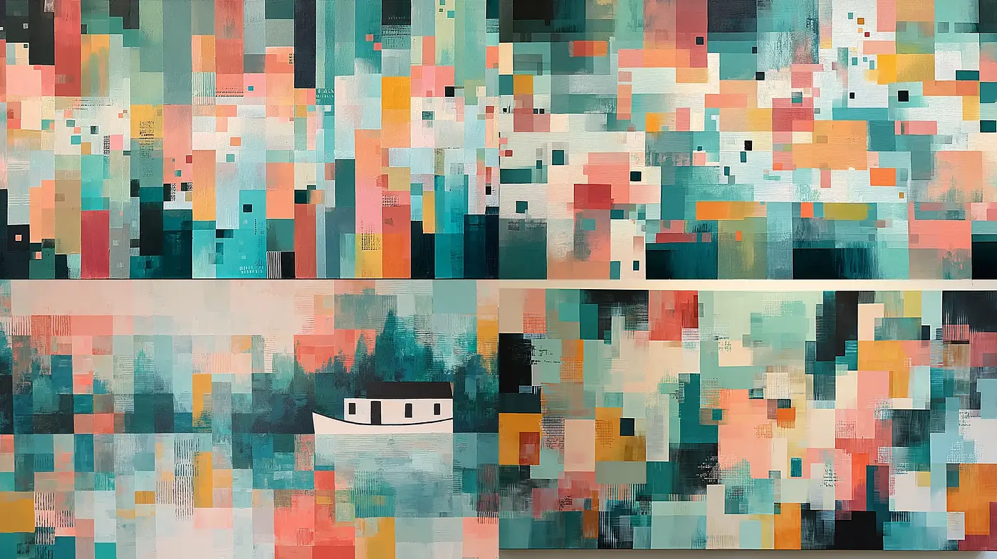 Vibrant Abstract Compositions with a Contemporary Aesthetic - Midjourney sref style