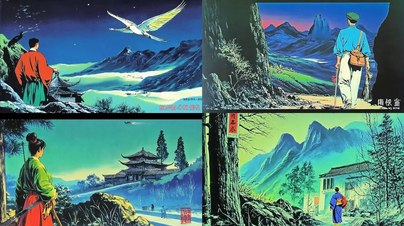 Ethereal Landscapes in Traditional Eastern Illustrative Style - Midjourney sref style