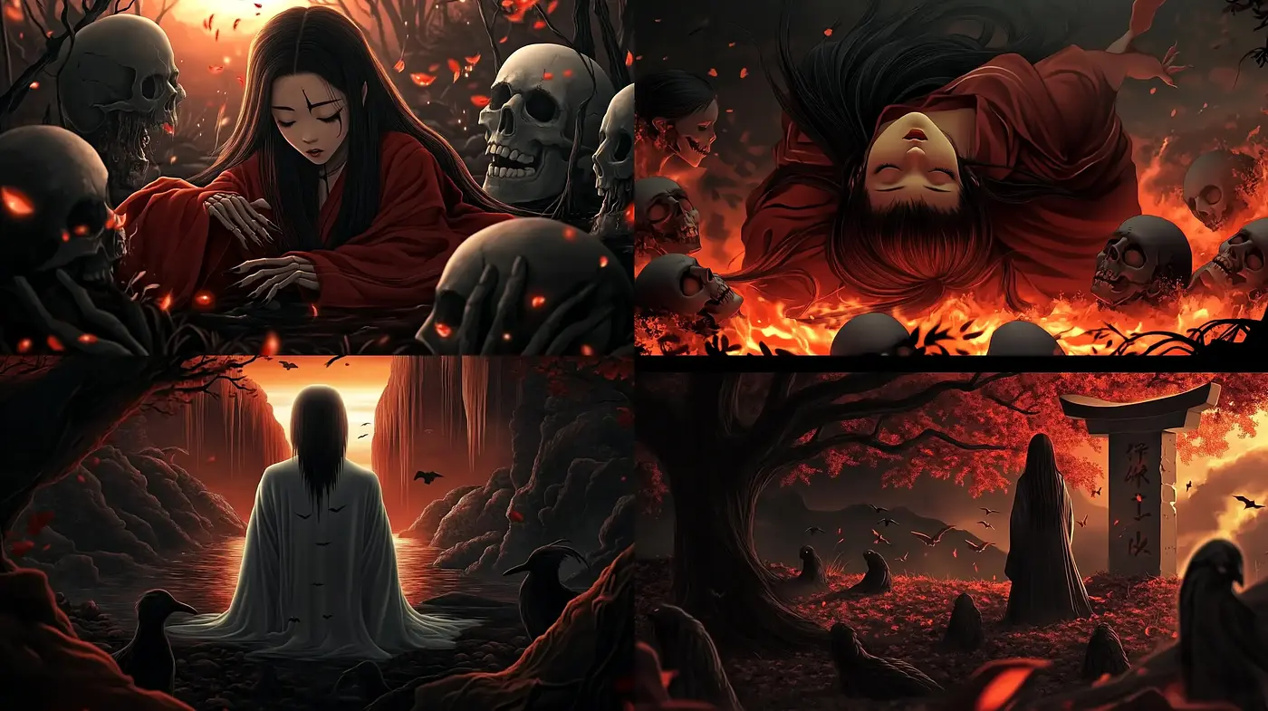 Ethereal Twilight: A Hauntingly Dark Crimson Dreamscapes Collection - Midjourney sref style