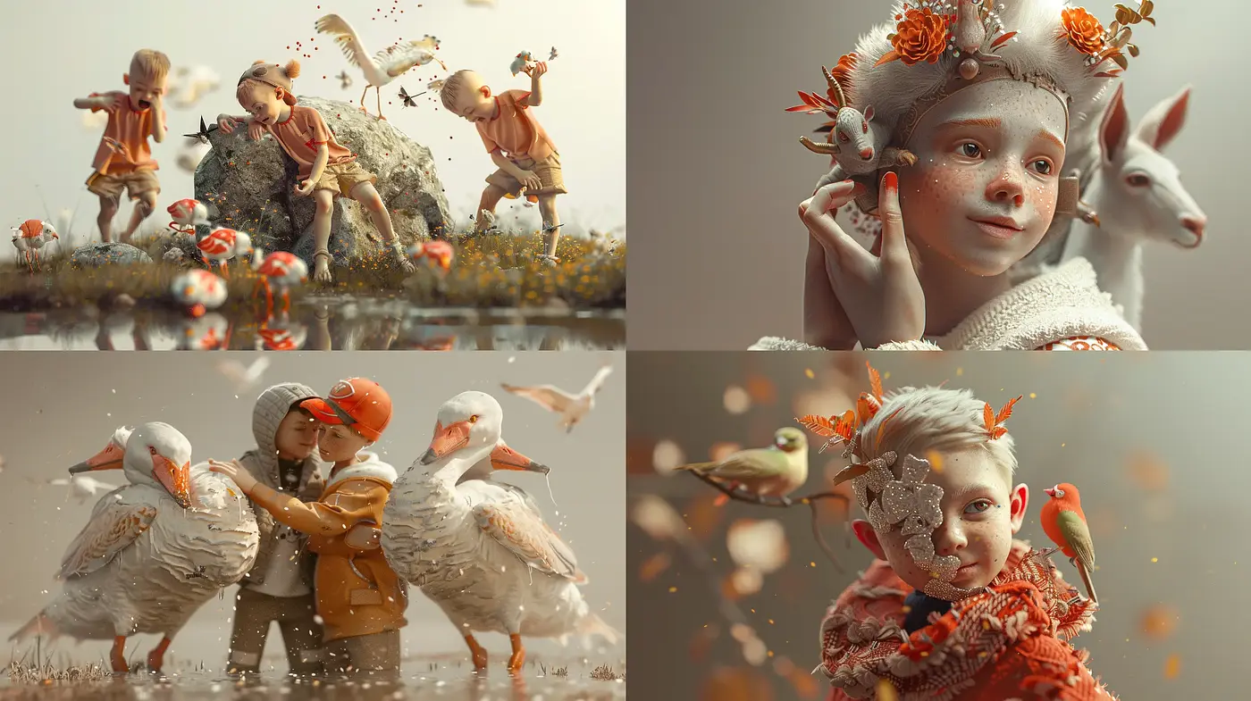 Whimsical Nature and Childhood Memoirs in Soft Hues - Midjourney sref style