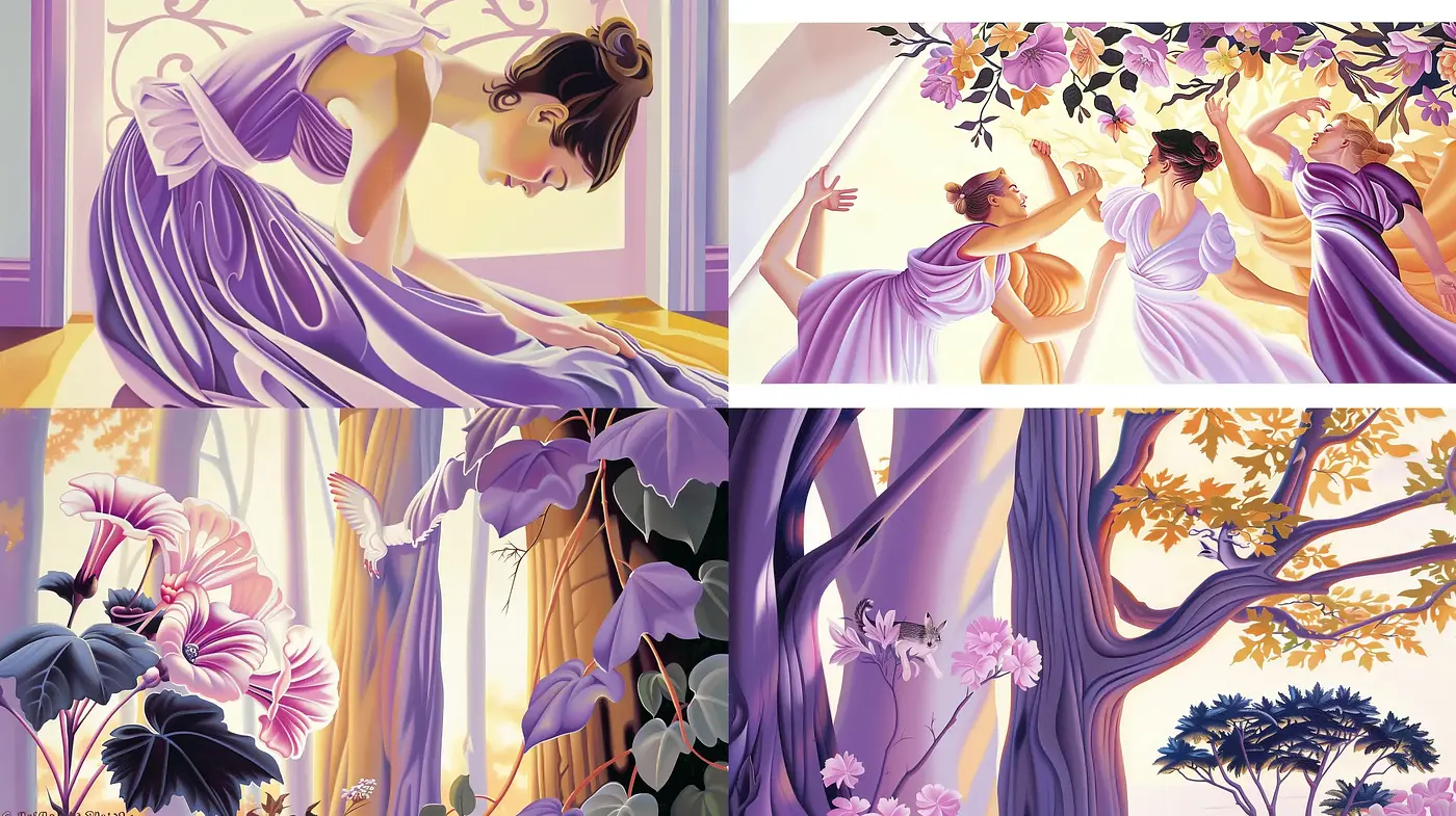 Ethereal Elegance in Lavender Hues: A Dreamlike Artistic Fusion - Midjourney sref style
