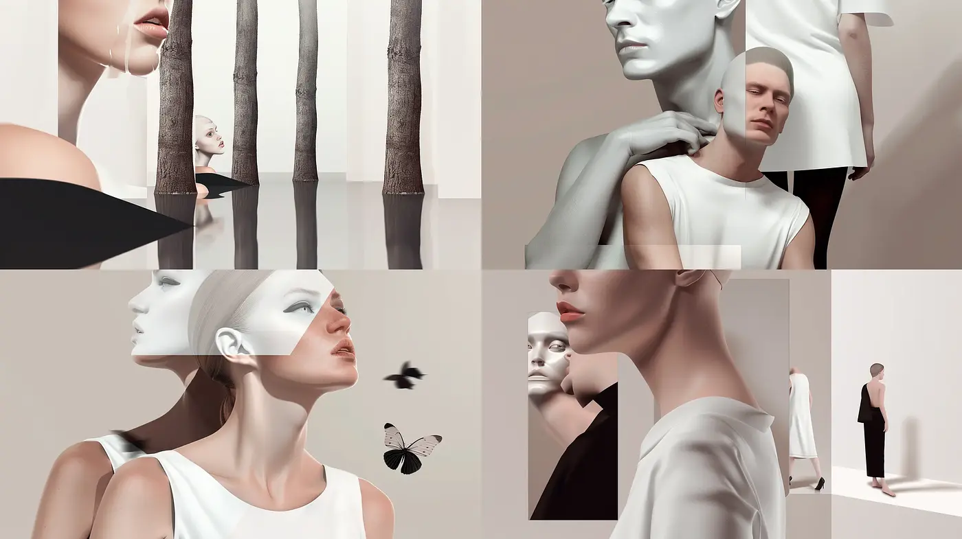 Minimalist Elegance - A Study in Monochromatic Surrealism - Midjourney sref style