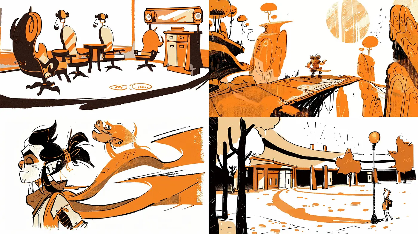 Warm Monochrome Exploration with Expressive Line Work - Midjourney sref style
