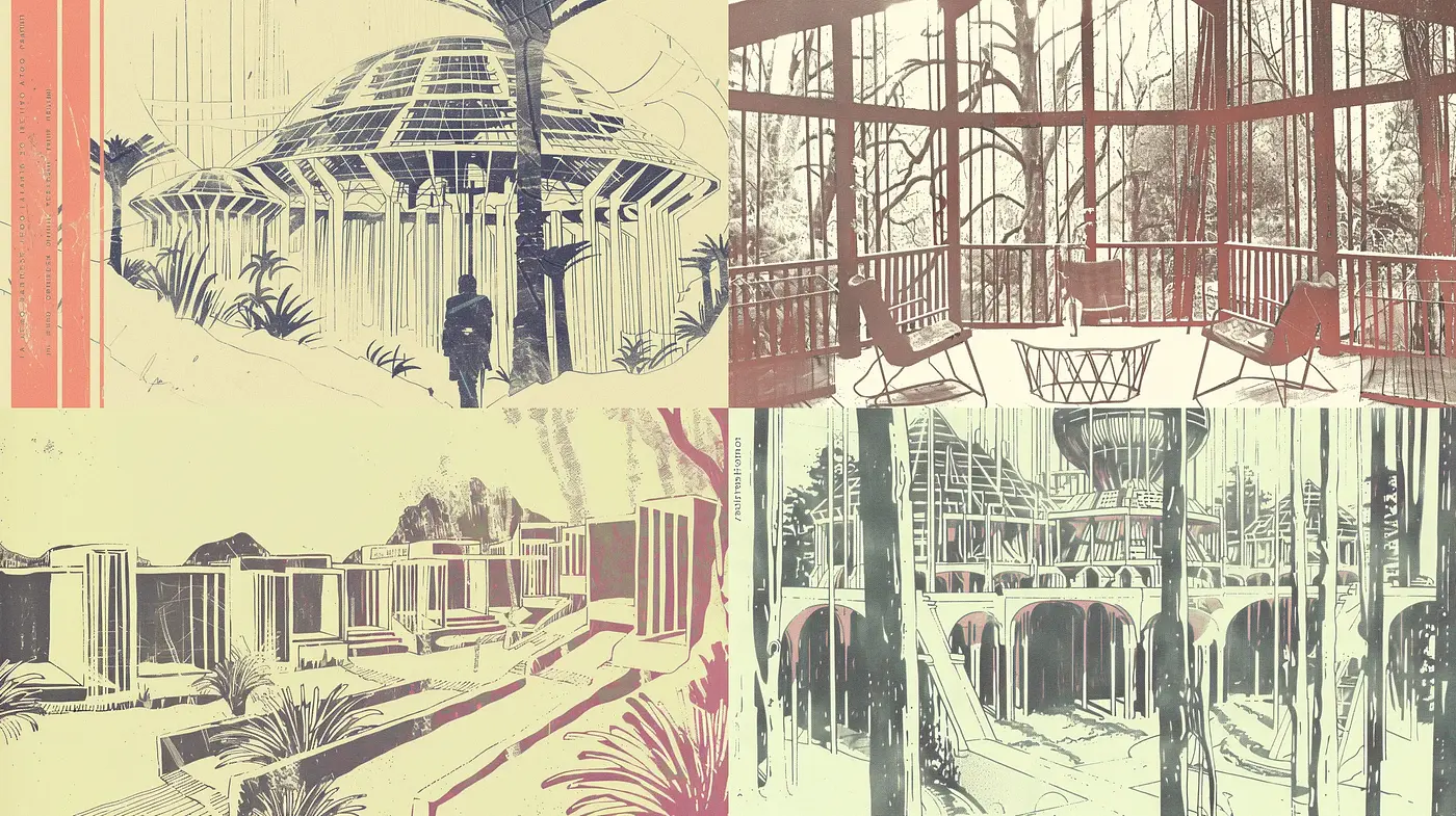 Serene Retro Futurism with a Hint of Nostalgia - Midjourney sref style