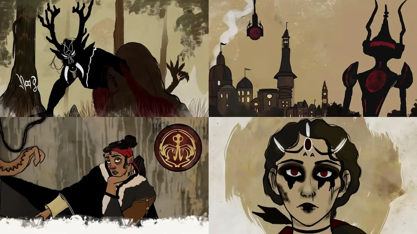 Dark Fantasy with Ethereal Undertones and Distinctive Character Designs - Midjourney sref style