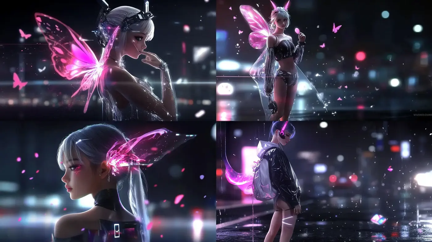 Neon Nocturne: A Cyberpunk Fairy Tale Aesthetic - Midjourney sref style