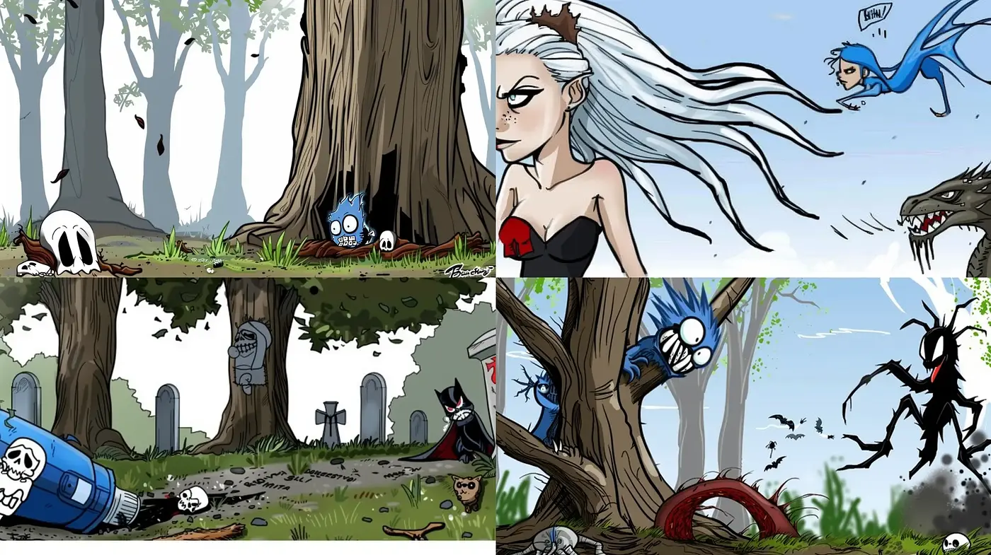 Ethereal Comic Book Elegance with a Dark Fantasy Undertone - Midjourney sref style