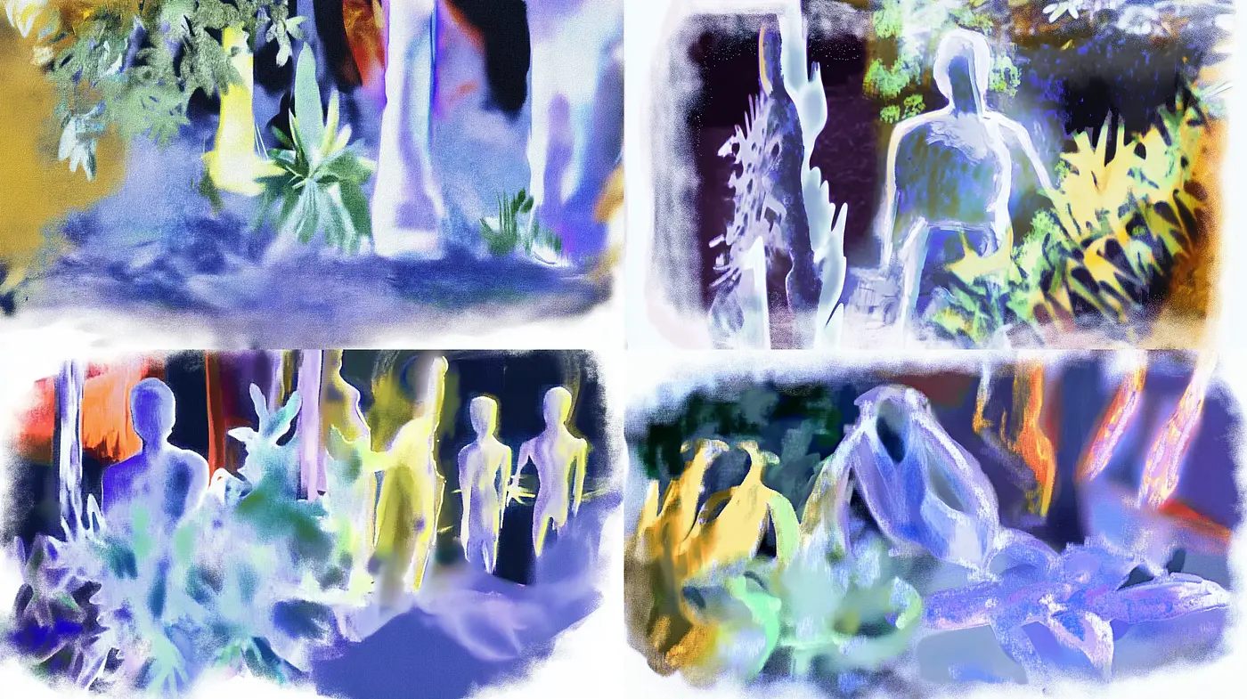 Ethereal Dreamscape with Luminous Hues and Fluid Forms - Midjourney sref style
