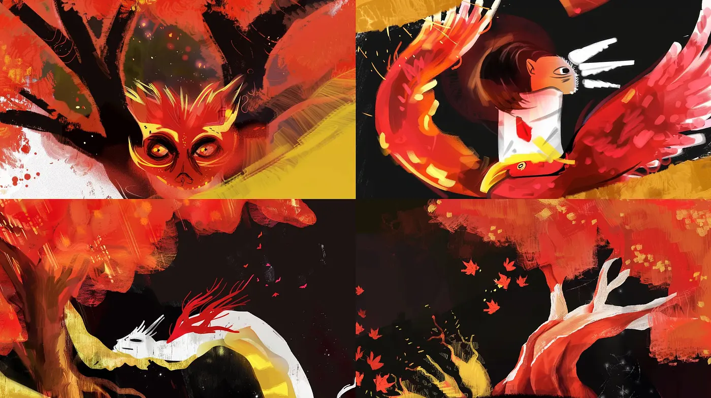 Vibrant Embers of Expressionism: A Fusion of Dynamic Brushwork and Warm Palette - Midjourney sref style