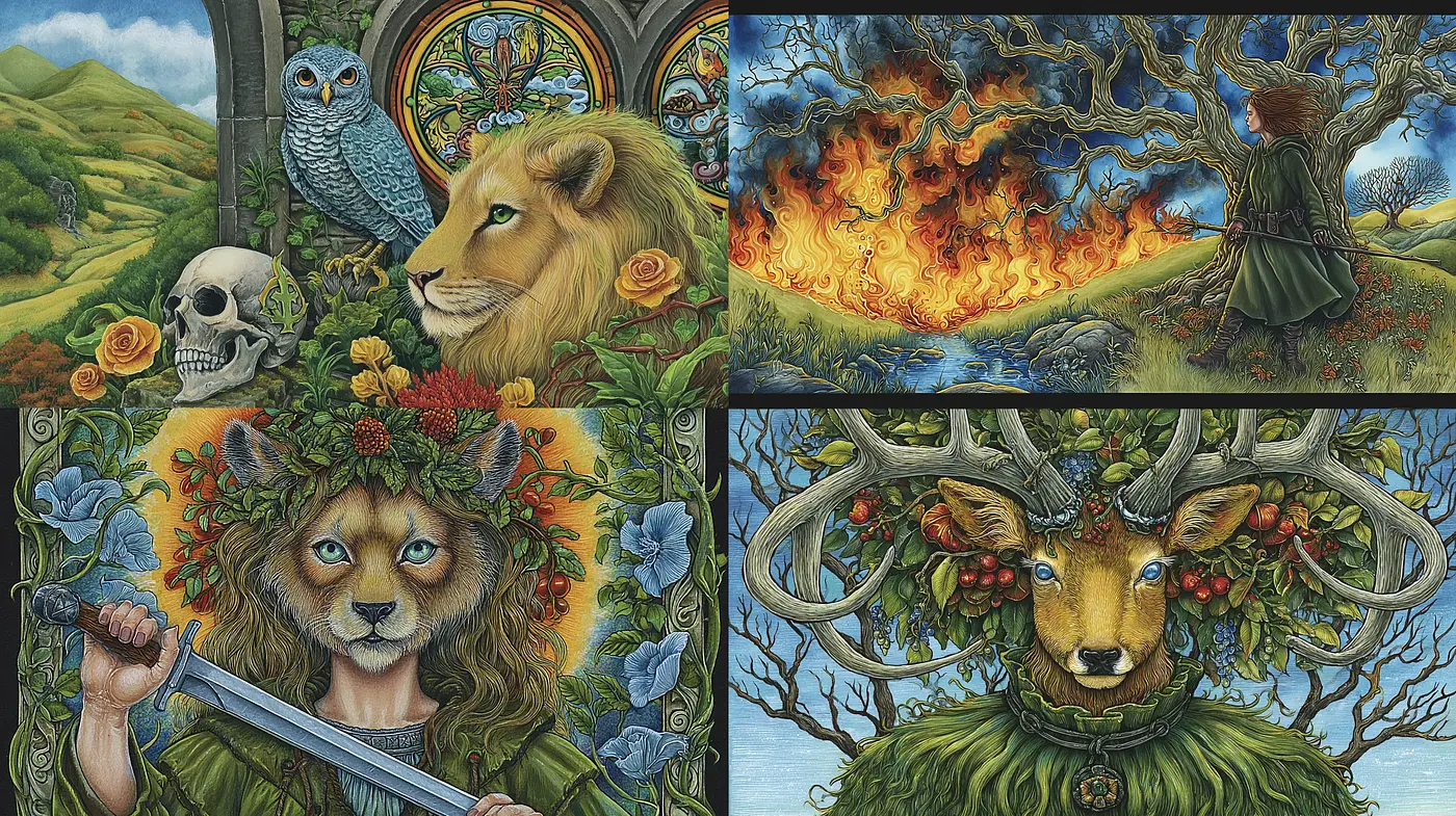 Whimsical and Nature-Infused Artistic Fantasy with Mystic Elements - Midjourney sref style