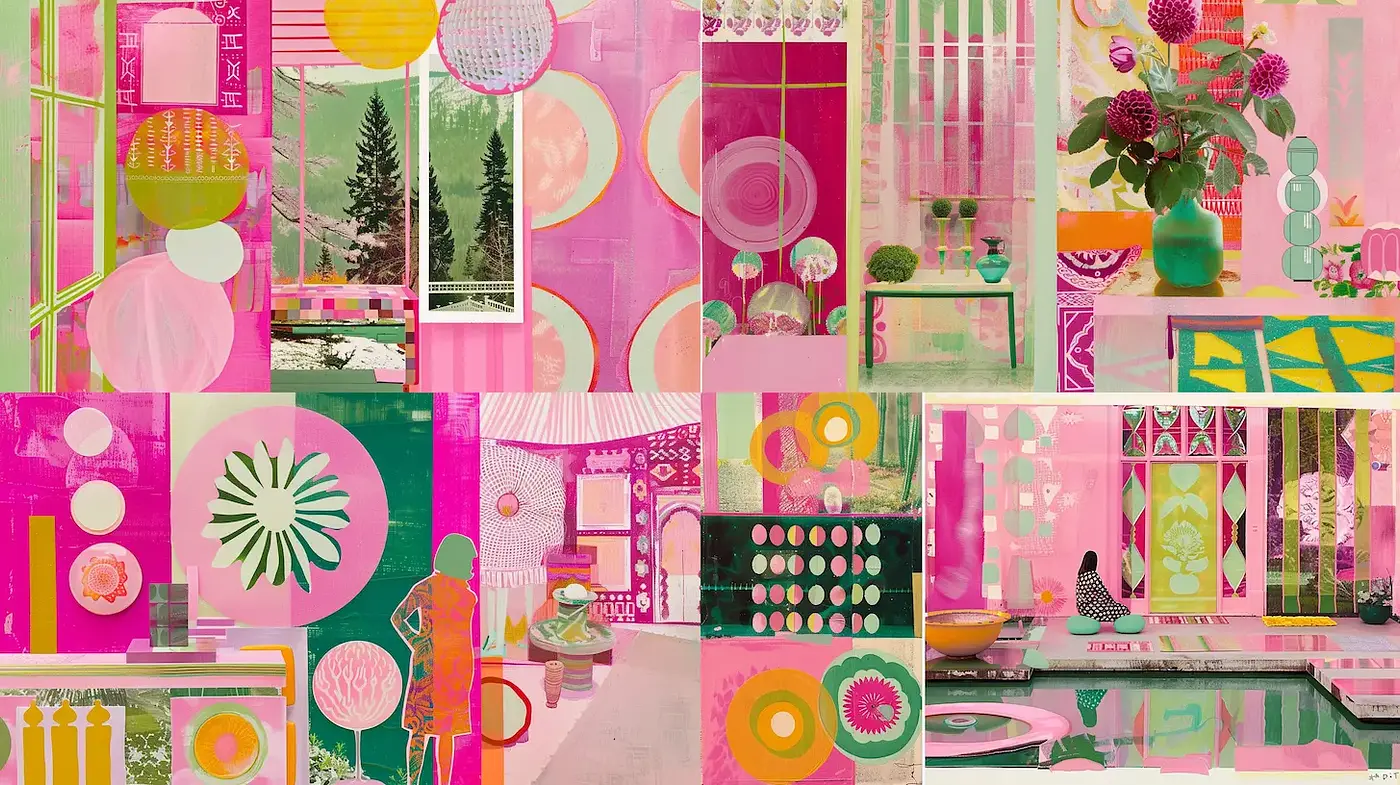Vibrant and Playful Mid-Century Inspired Colorful Interiors - Midjourney sref style