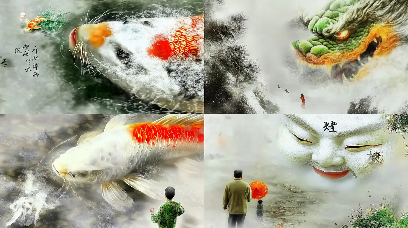 Ethereal Brushstrokes of Asian-Inspired Dreamscapes - Midjourney sref style