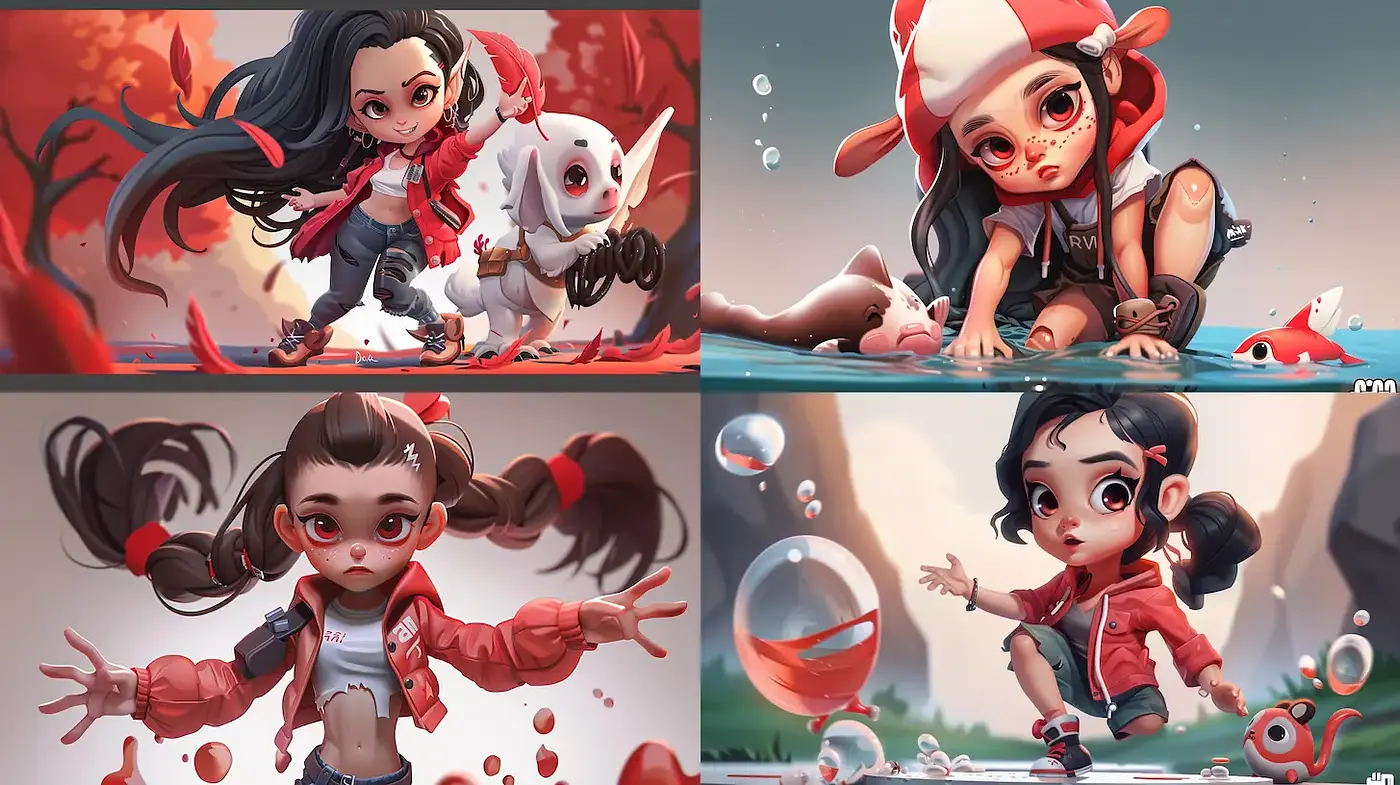 Playful and Vibrant Character Design with a Whimsical Atmosphere - Midjourney sref style