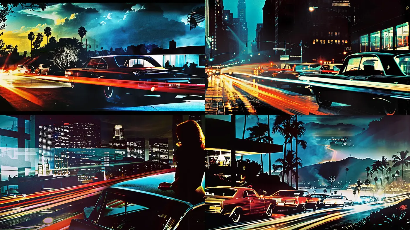 Neon-Drenched Nostalgic Nightscape Series - Midjourney sref style
